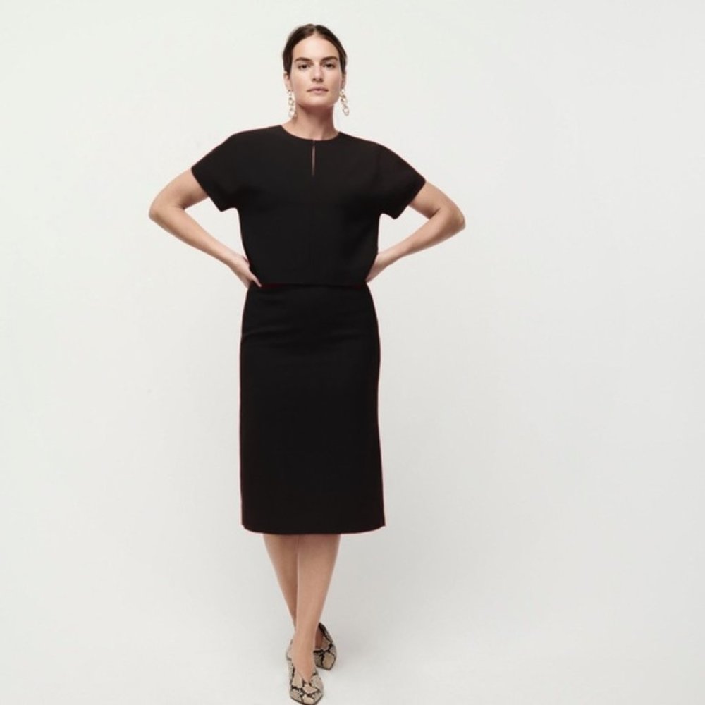J. Crew 365 Crepe Knee Length Pencil Skirt in Black